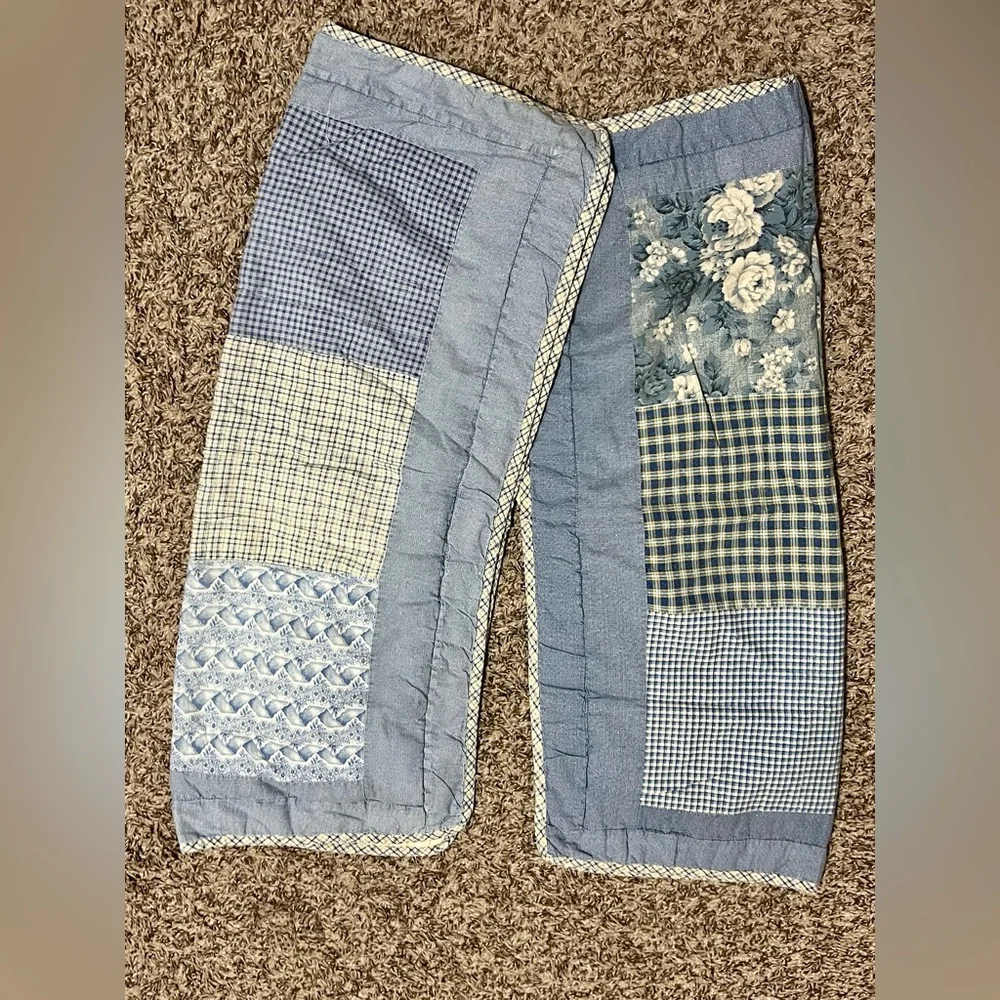 2 Blue Patchwork Quilt Pillow Shams